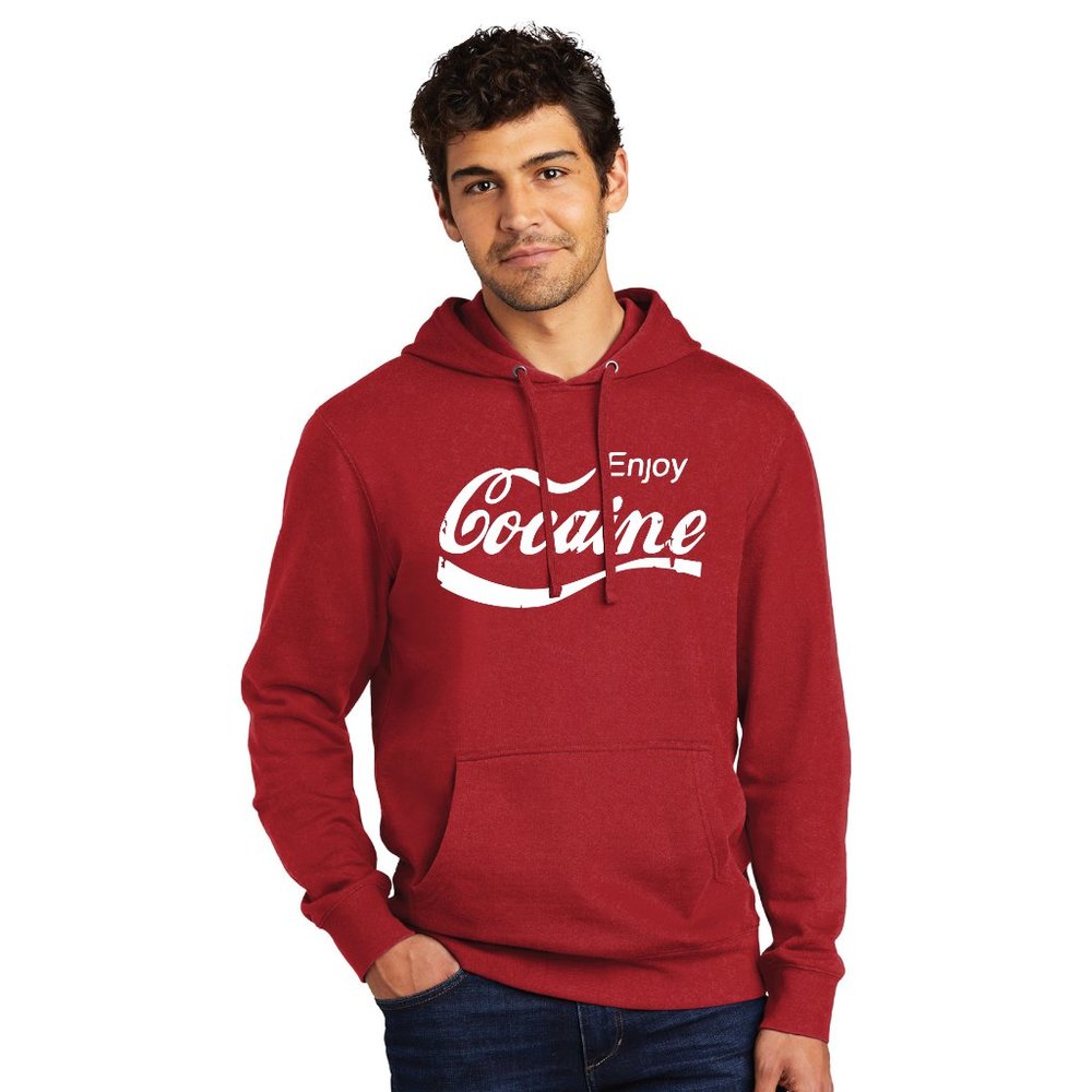 Enjoy Cocaine Coca-Cola Vintage Funny Hoodie Novelty Husband Gift Red NWT